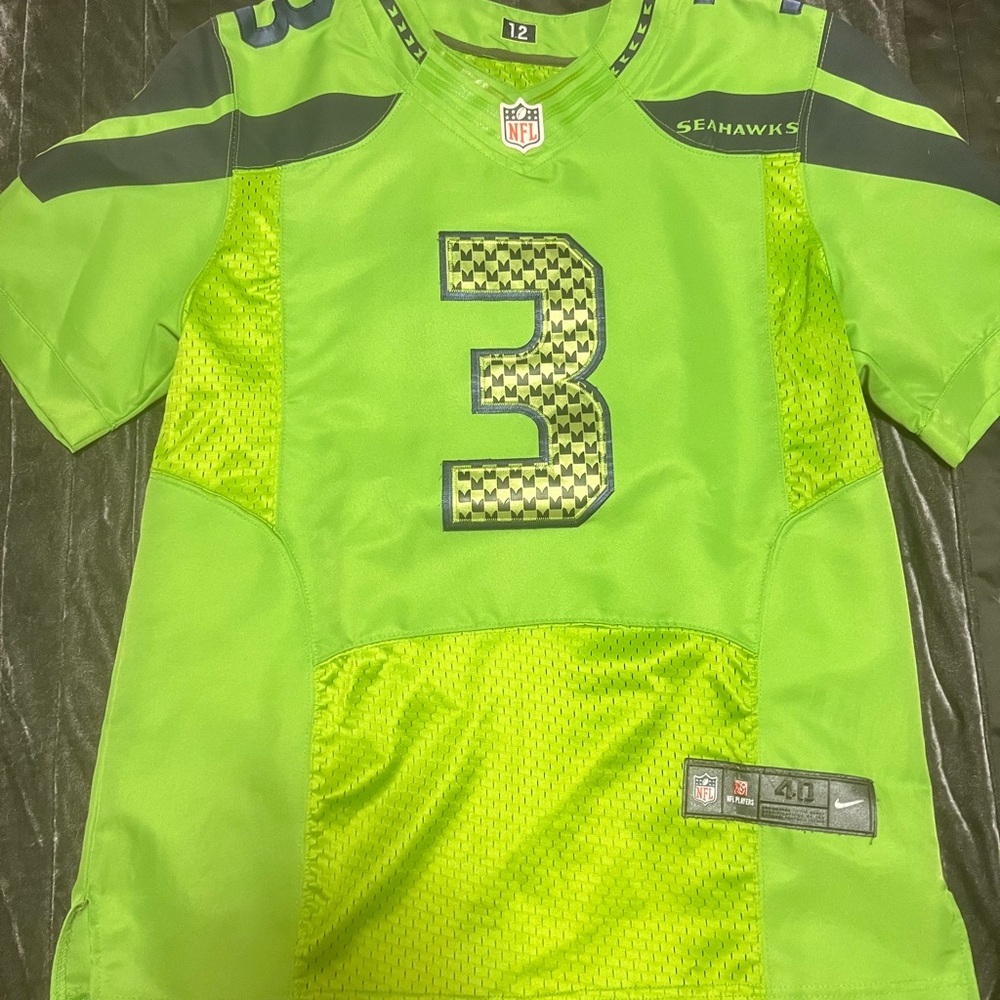 Nike Authentic NFL Russel Wilson Seahawks Lime Green Jersey